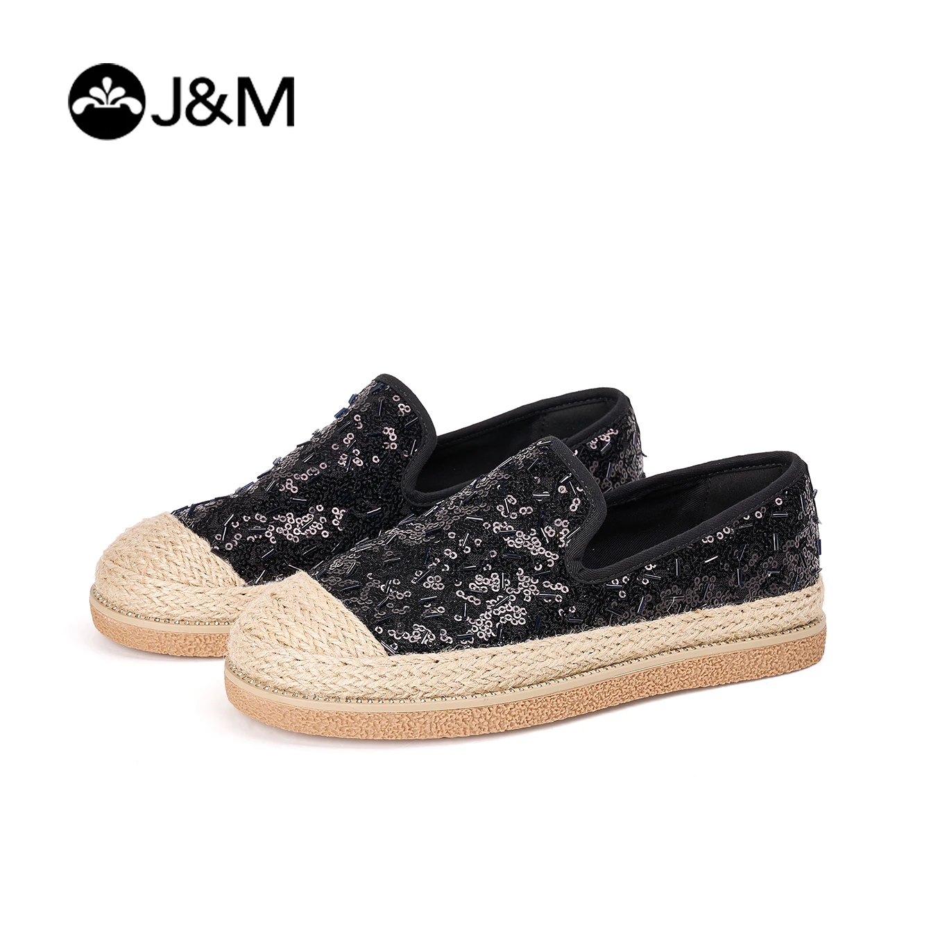 Joy & Mario 2025 Espadrilles Casual Summer Flat Loafers Sequin Mesh Shoes for Women