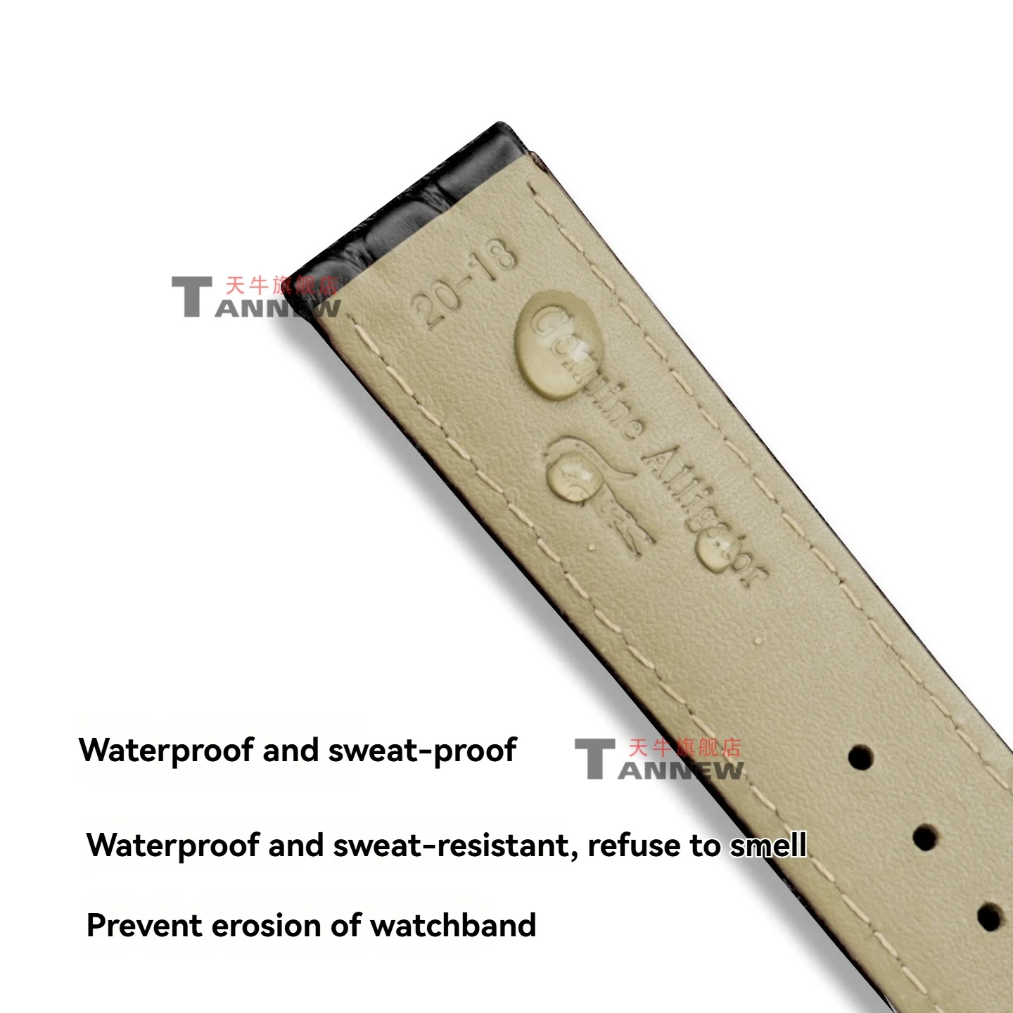 حزام بديل لساعة Citizen Eco-Drive FF Pilot، 21 مم 22 مم سوار جلد التمساح الأصلي، جلد التمساح الفاخر #5