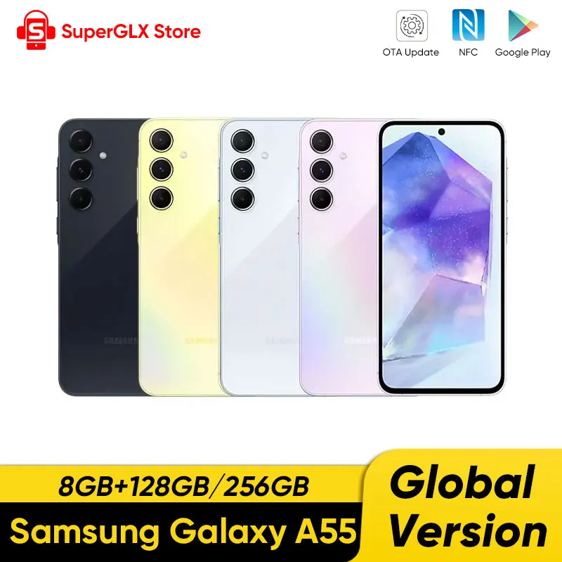 Samsung-smartphone de Carregamento Rápido Galaxy A55 5g Exynos 1480 66 Fhd Mais Super Amoled Display 120hz Câmera 50mp 5000mah 25w 100 Original Novo