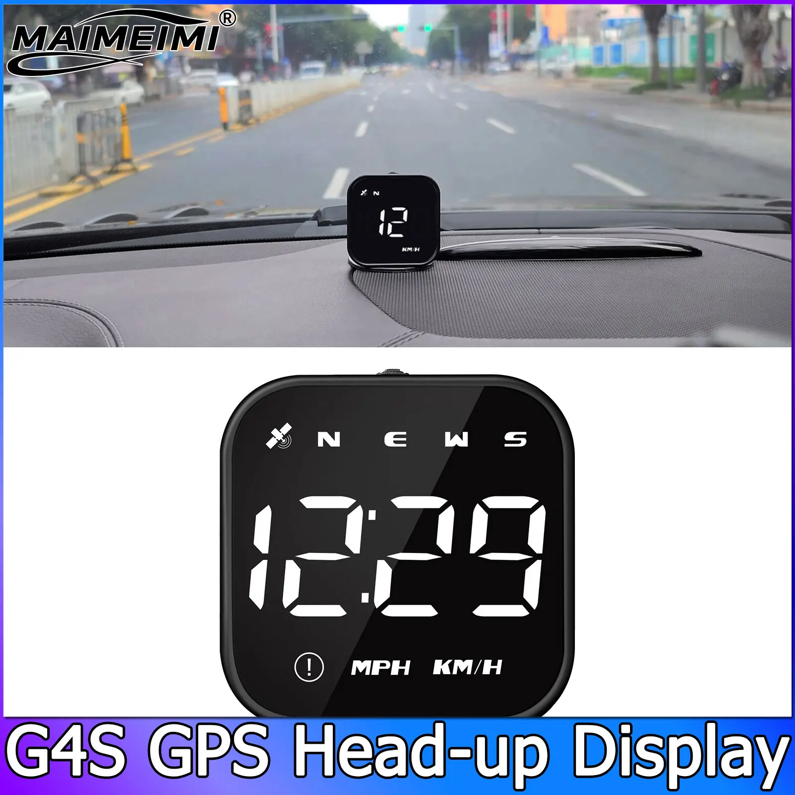G4S GPS Smart Car LED Multifunctional Head Up Display For HUD GPS Speed MPH KMH Time Compass Speedometer With Overspeed Alarm