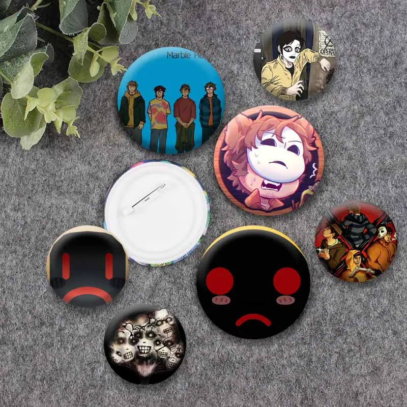 Horror Short Movie Marble Hornets Button Pins Funny Round Cartoon Badge Backpack Shoes Accessory Jewelry Brooch Gifts for Friend