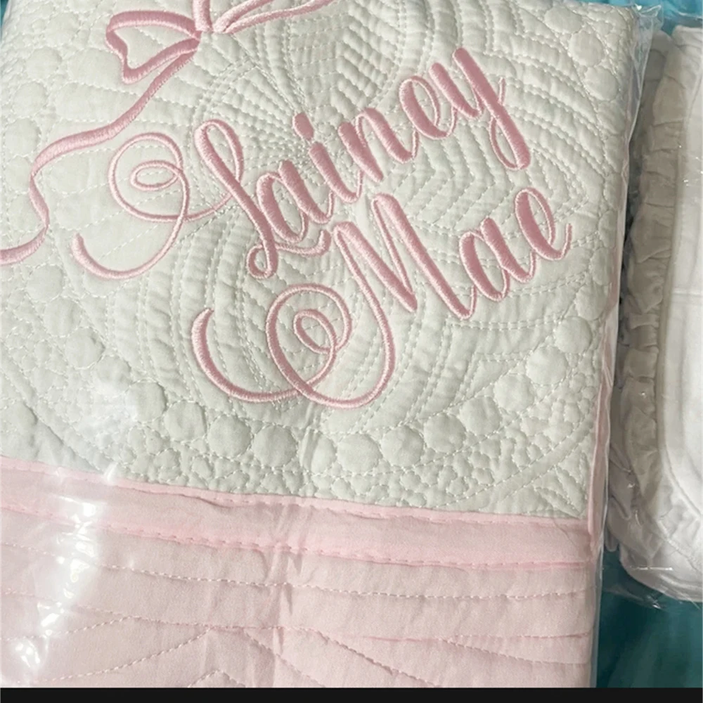 Girls Boys Soft Cotton Blanket Personalized Name Baby Shower Party Gift Sleeping Blanket Custom Infant Outdoor Stroller Blankets