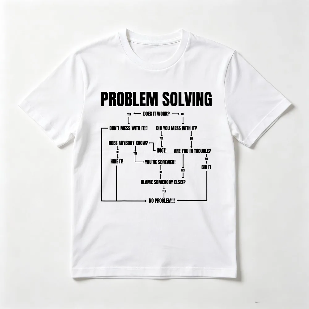 Problem Solving Chart Computer Programmer Men T-Shirt Casual Fashion Loose Women Clothing Summer Short Sleeve O-neck Y2k Tees