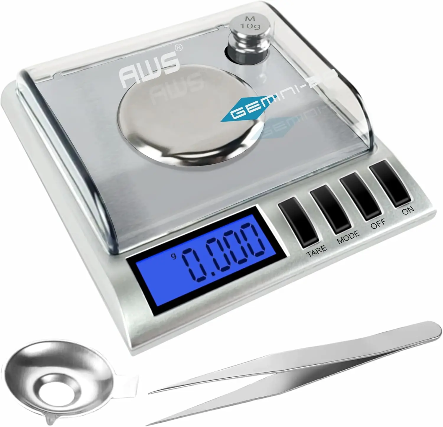 

20g x 0.001g Digital Jewelry Scale with Calibration Weights, Tweezers & Tray for Powder, Gold, Gems