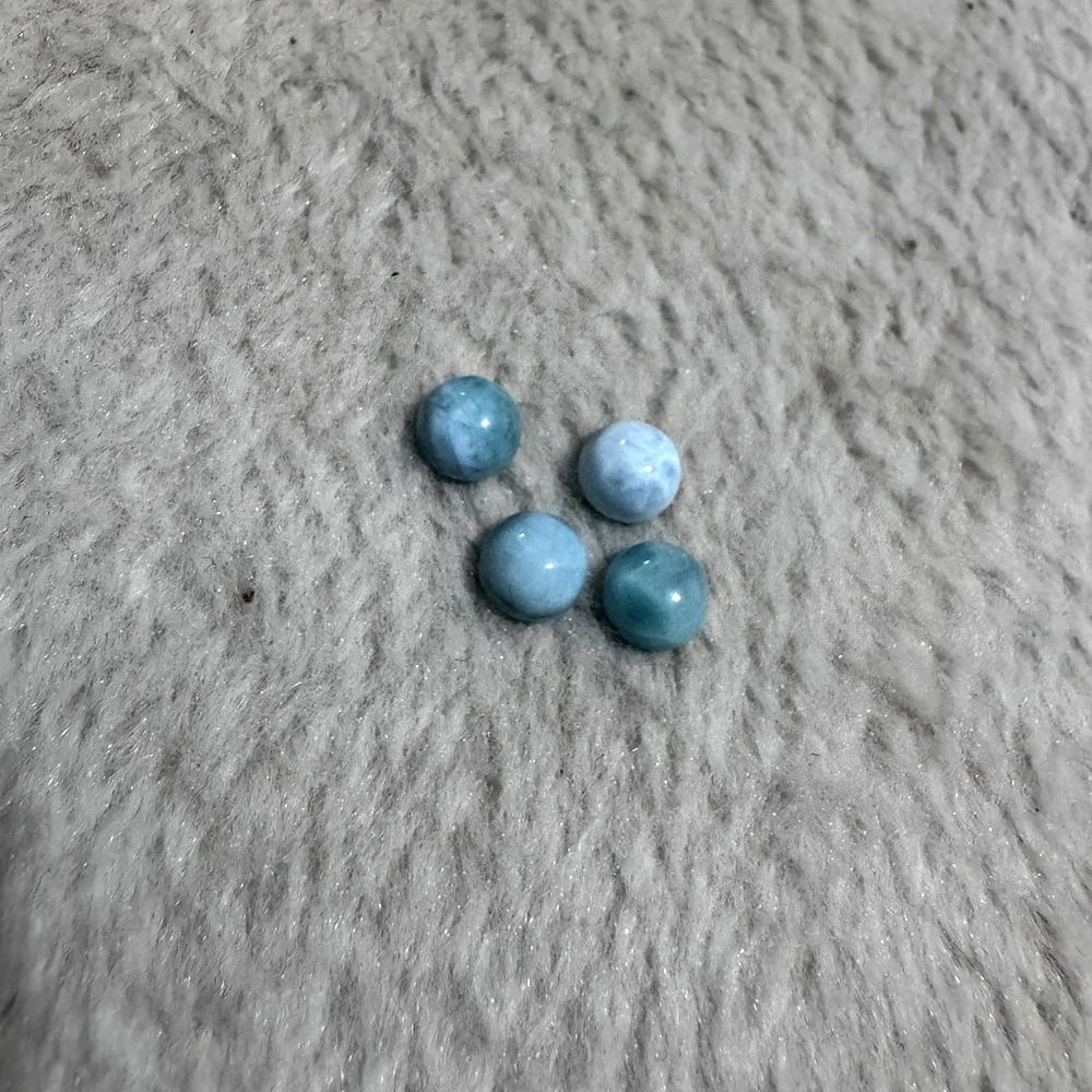 PANGEM-Wholesale 2pcs/pack Natural Larimar 6mm7mm 8mm 10mm 12mm 13mm Round Bead Cabochon,Genuine Gemstone Jewelry Ring Face