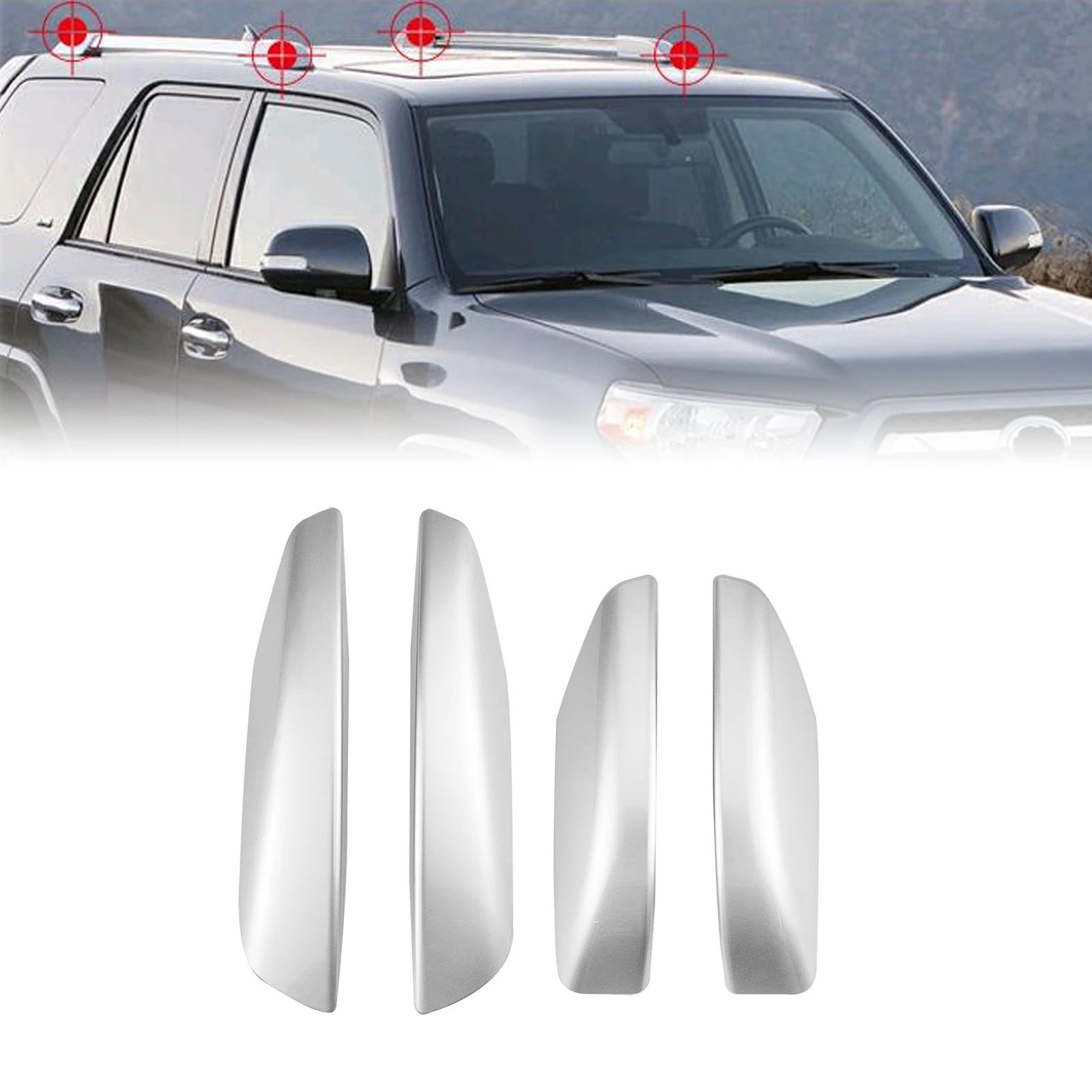 

4pcs Roof Rack Rail End Cover Shell For Toyota 4 Runner N210 2003-2009 Silver/Black