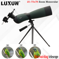 LUXUN 25-75x70 Telescope Monocular with Zoom HD Bird Watching Telescope Bak4 Night Vision Spyglass for Travel Hunting Camping