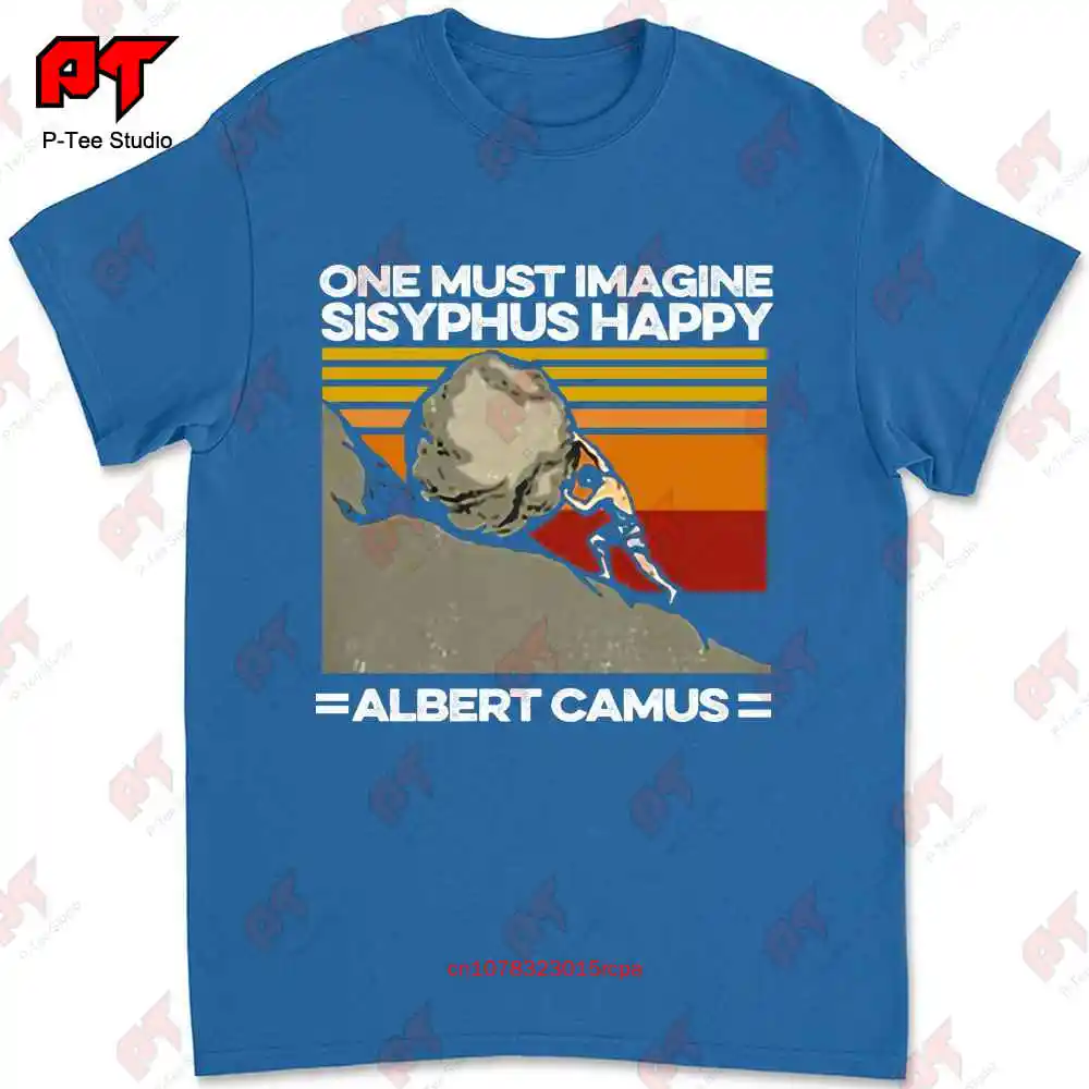 Sisyphus Albert Camus Philosophy Push The Stone Vintage Graphic T-shirt X8WJ