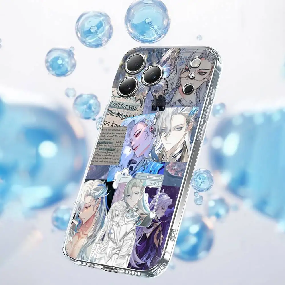 Custodia per telefono G-Genshin Impact Neuvillette per iPhone 17,16,15,14,13,12,11 Plus,Pro,Max,Plus,E,SE4,Air,Mini trasparente