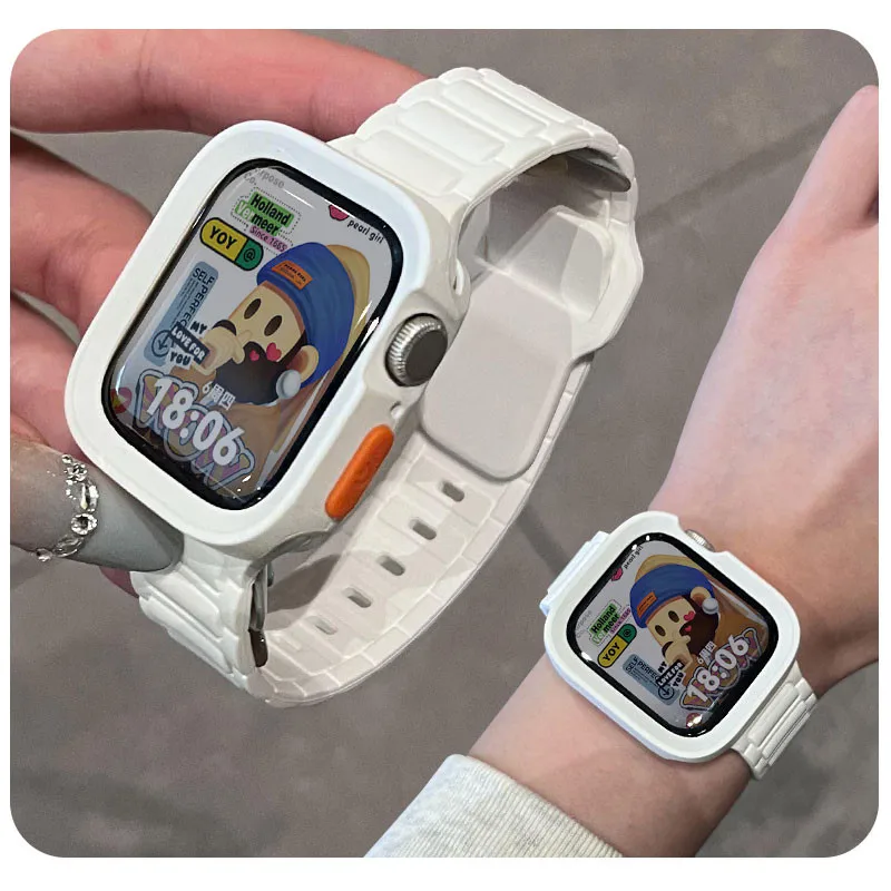 Silicone Case+Strap bracelet correa cover For Apple Watch Ultra 49mm 46mm 44mm 40mm 45mm 41mm for iWatch series 10 8 9 7 6 SE 5 image 4