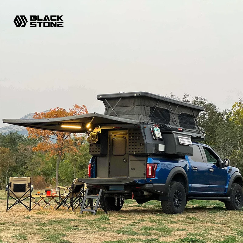 Outdoor Truck Camper Camping Roof Top Tent With Pickup Truck Canopy Aluminum Pop-Up Campers Hard Shell