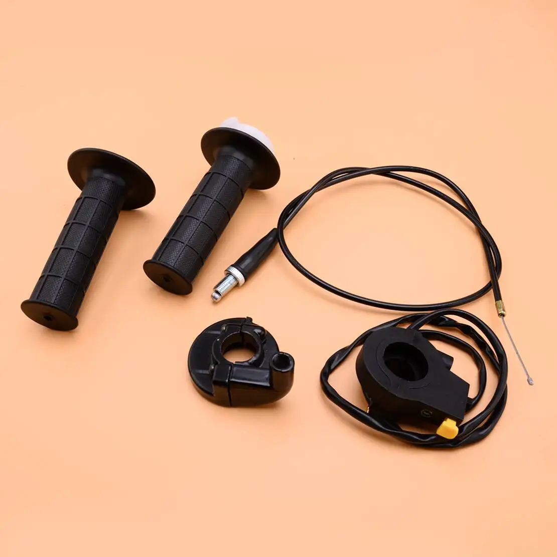 

1 Pair Handlebar Grip Handle & Twist Throttle Cable With Kill Switch Fit For Motorized Bicycle Mini Motor Bike