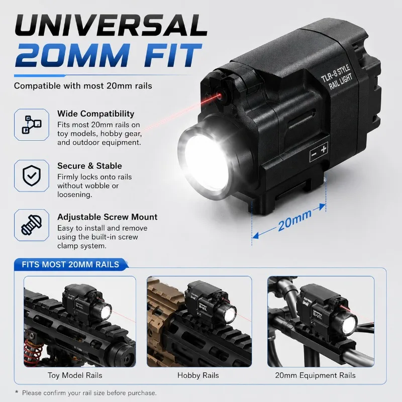 TLR‑8 Metal Casing LED Strobe Light 20MM Rail System Model Decorative Illumination