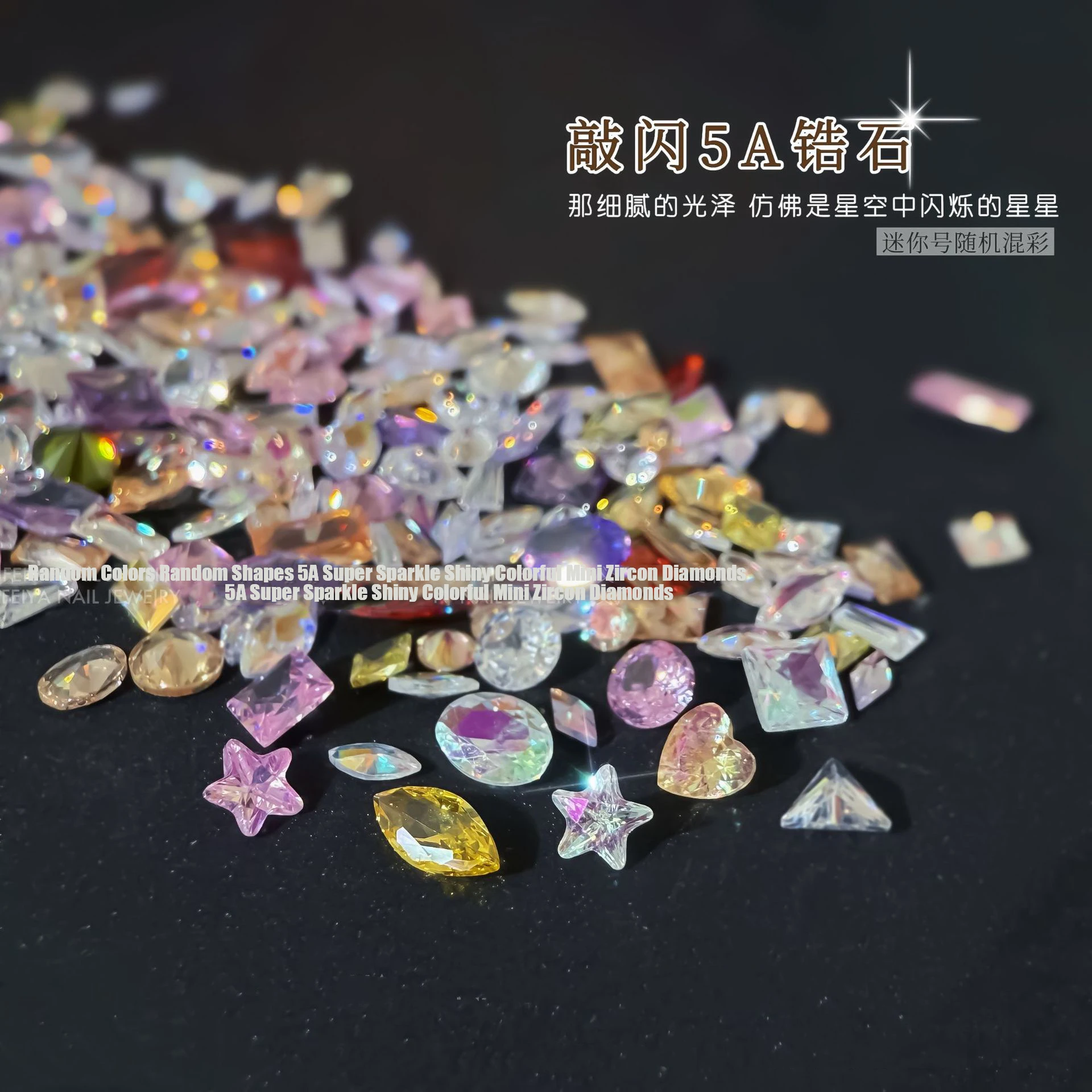 50PCS Sparkle Aurora Clear Frost Colorful Zircon Mini Nake Diamonds Nail Art Rhinestones Decorations Manicure Mix Shapes Charms