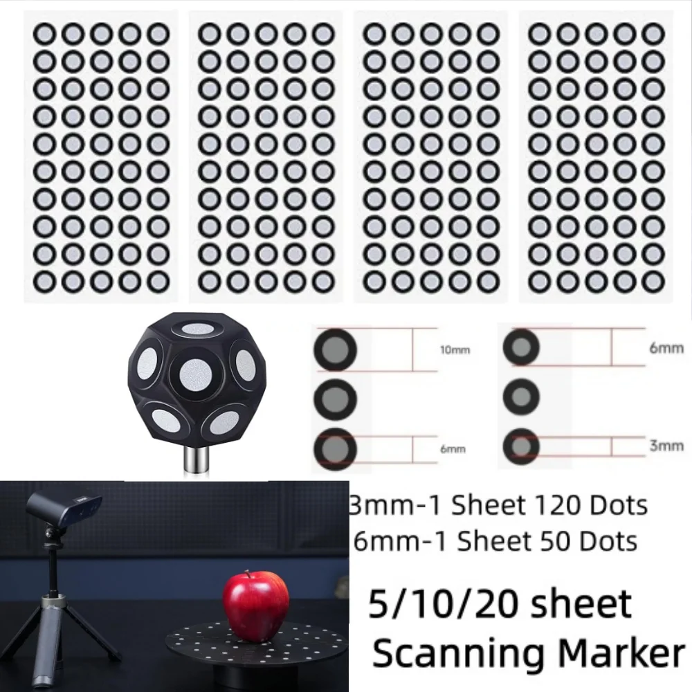 

3/6mm 3D Scanning Markers for 3D Scanner,Accurate Tracking Dots,Reference Point Markers,Diffuse Reflection Precise OpticalTracki