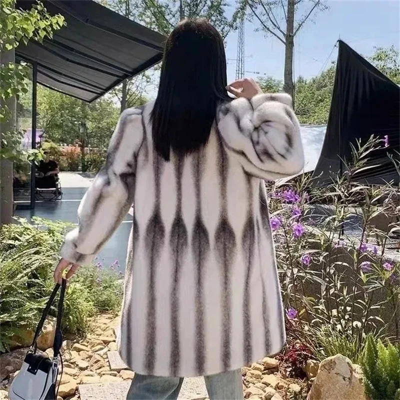 2024 Autumn Winter New Mink Fur Jacket Female High-Quality Long Coat Young Fashion Slim Korean Outwear Loose Mao Mao Coats Women