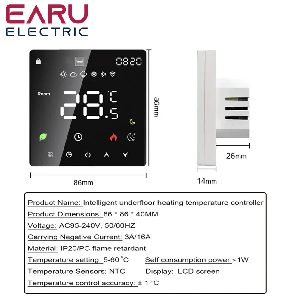 Tuya termostat pintar WiFi, pemanas lantai elektrik TRV, Boiler Gas air, temperatur suara, pengendali jarak jauh untuk Google Home Alexa