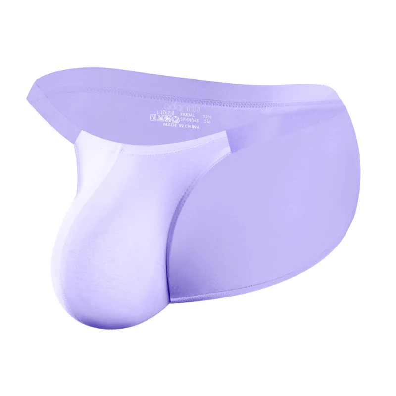 Men's Colorful Underwear Modal Low Rise Transparent Waistband Briefs Pastel Pink Green Purple Breathable Sexy New Arrival AD748
