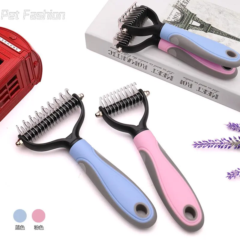 Pets Fur Knot Cutter Dog Grooming Shedding Tools Pet Cat Hair Removal Comb Brush Double sided Pet Products Suppliers