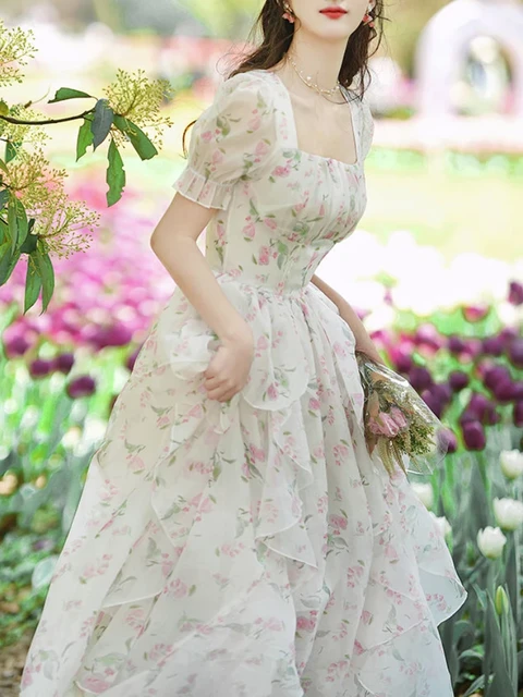 Vintage style chiffon dress sales
