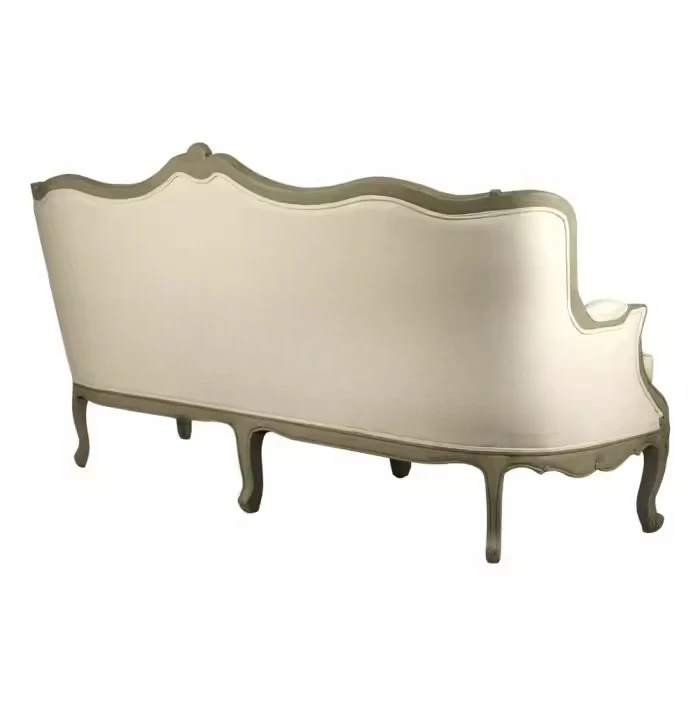 solid wood furniture,solid wood carved sofa, vintage three-person sofa, neo-classical soft back sofa