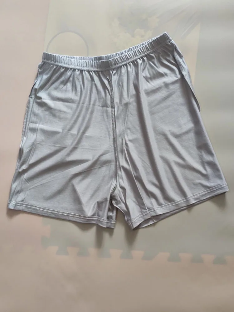 100% silk knitted elastic waist casual beach shorts,natural silk loose pocket short for men,silk fifth pants,free shipping