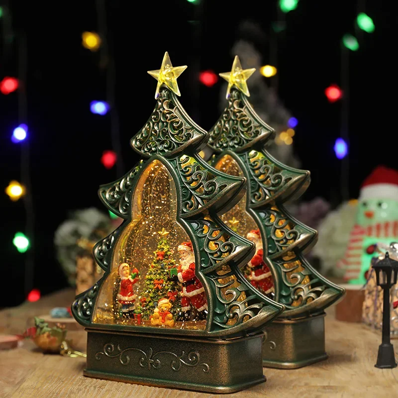 Christmas Tree Music Box, Snowman Snowflake Octave Box, Crystal Ball, Floating Snow, Children's Birthday Gift Decorations