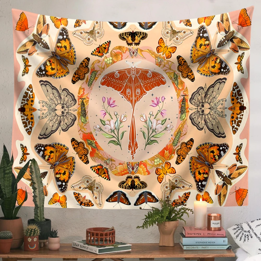 Butterfly Moth Tapestry Vintage Indie Boho Fairy Funny Colorful Tapastry's Wall Hanging Bedroom Aesthetic Butterfly Tapestries