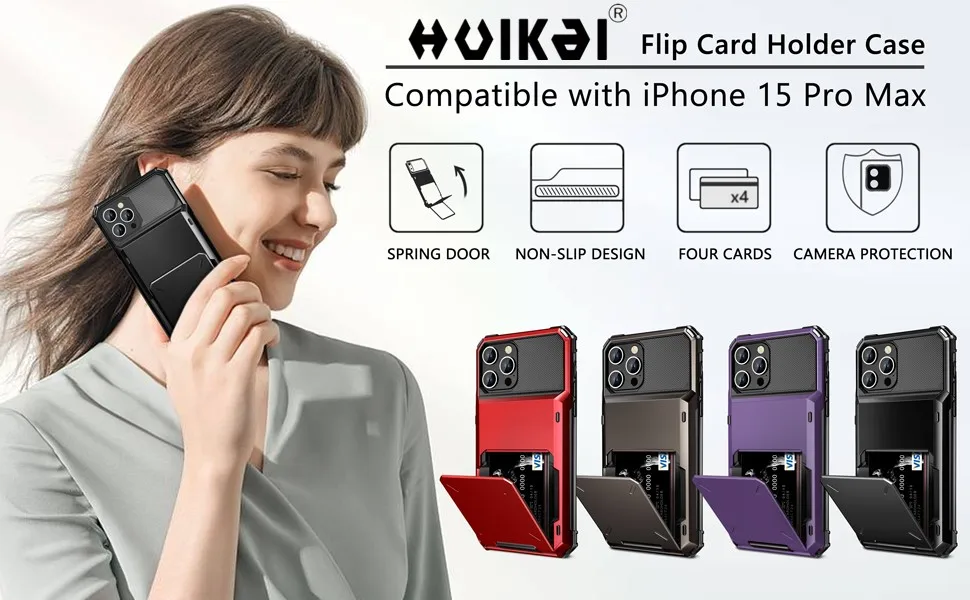 Kartenhalter-Hülle für iPhone 18 Pro Max 17e 17 Pro Max 16 15 14 13 Robuste Brieftasche Versteckter Klappschlitz Schützende Hartschale – Detail 3