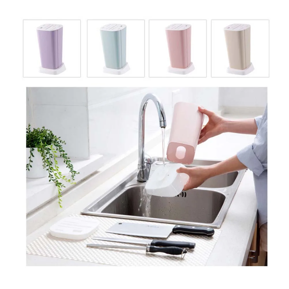

Creative Kitchen Rack Pink Pp Material Multi Partition Knife Storage Holder Rotatable Drain Easy Clean Sturdy