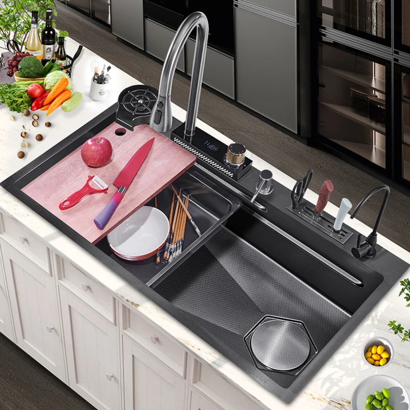 

Honeycomb scratch resistant, kitchen large single sink, SUS304 stainless steel, nano multifunctional vegetable washing