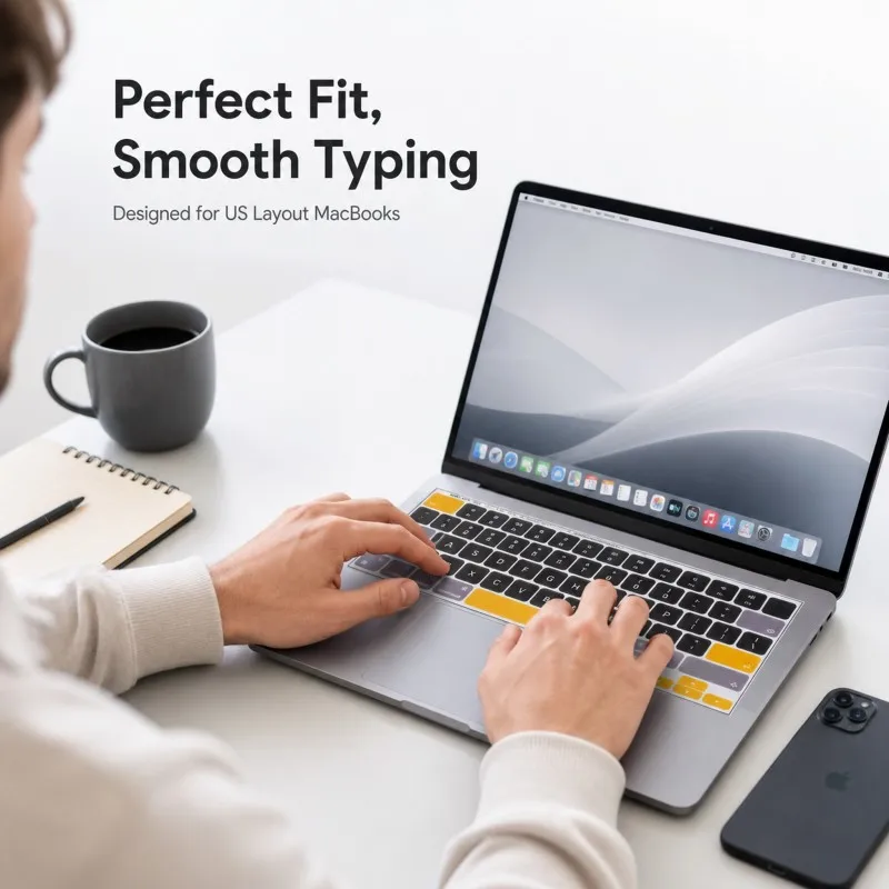 Us Qwerty Keyboard Transfer Stickers Contrast Color Key Decals for MacBook Anti‑Scratch No Residue Pvc Labels