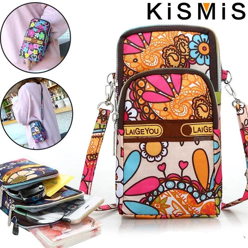KISMIS 7 Style Fashion Women Sports Square Bag Mini Cell Phone Pouch Crossbody Shoulder Bags (na ramię / wisząca szyja / nadgarstek)