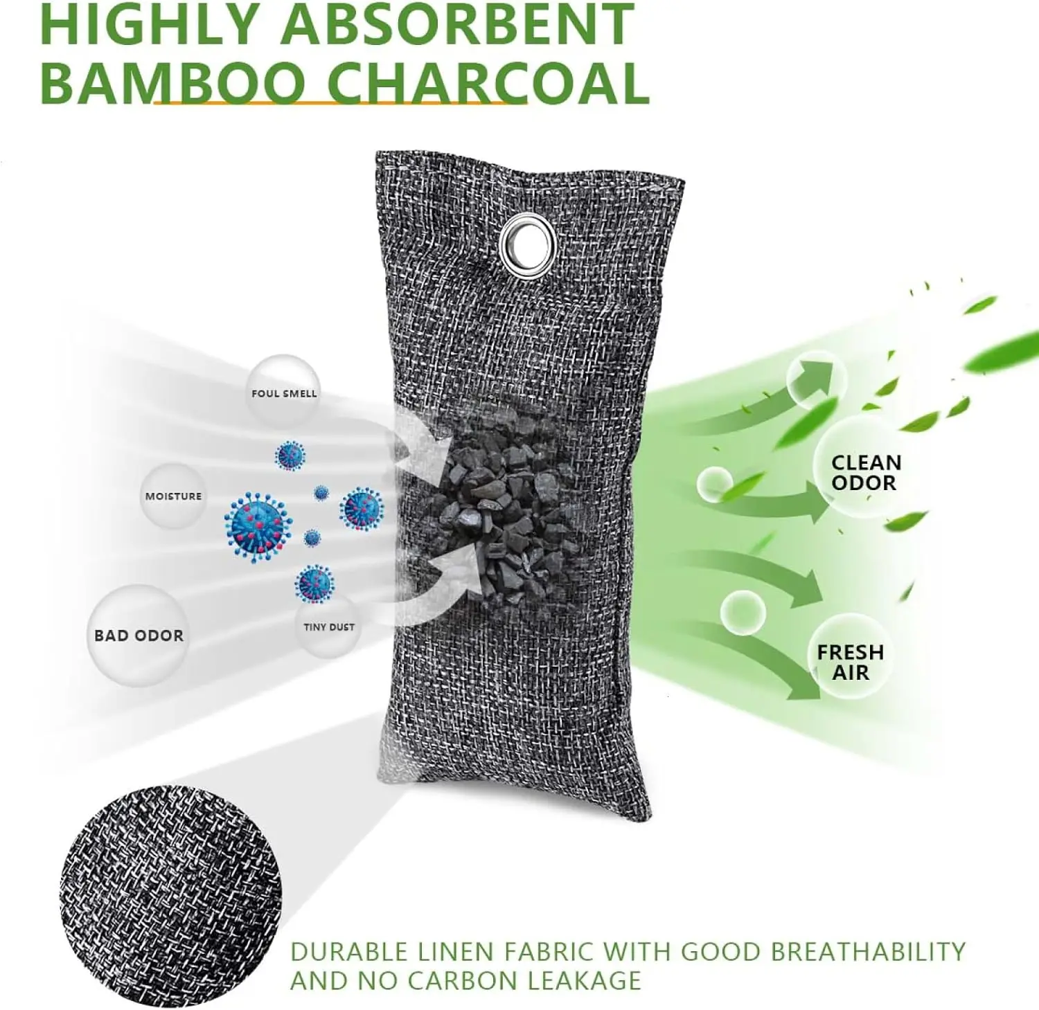 1-10Pcs Natural Bamboo Charcoal Bags Air Purifying Activated Charcoal Shoe Deodorizer insert and Shoe Odor Remover Moisture Odor