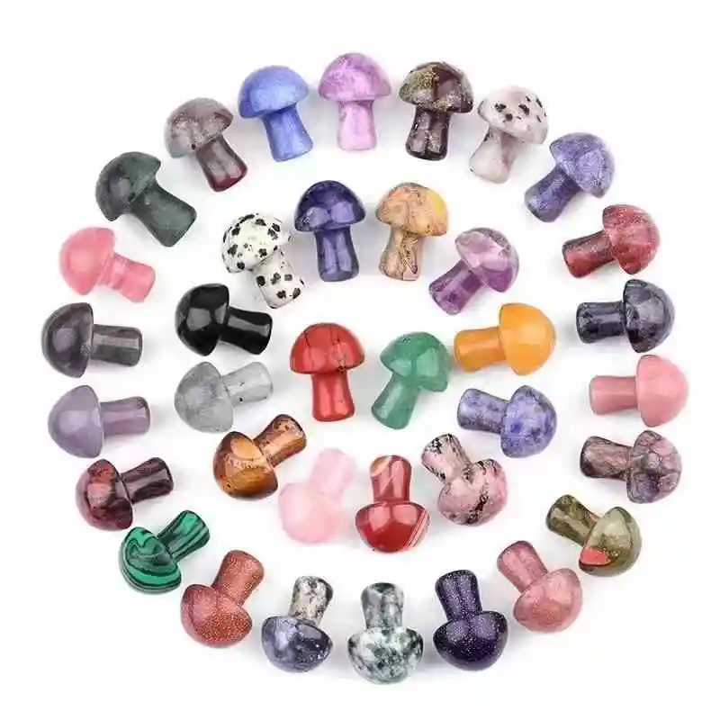 50pcs Promotion Limited Mushroom Statue Stone Ornaments Chakra Beads Plant Tank Gem Crystal Jewelry Making Fengshui