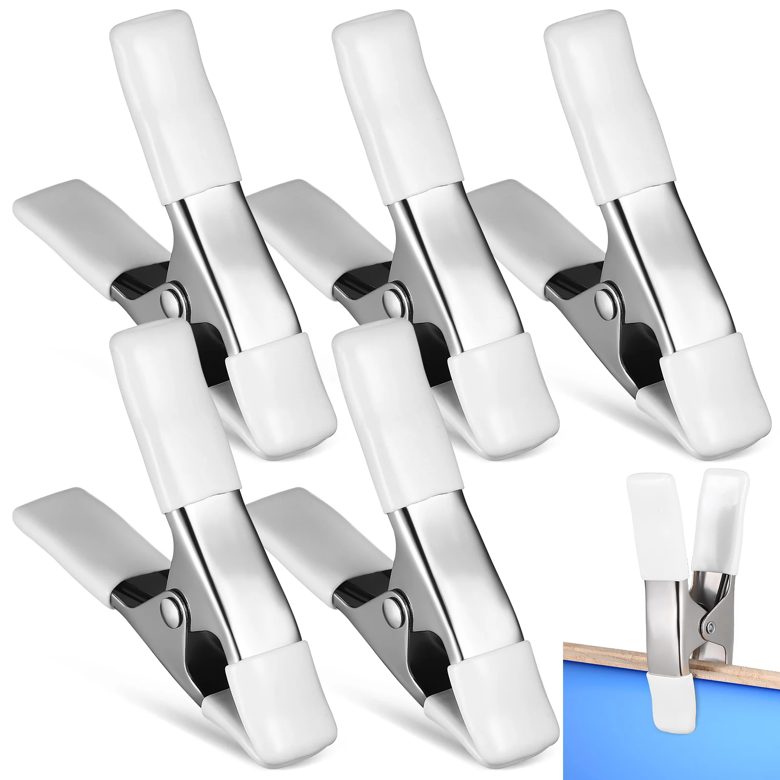 

5pcs Spring Clip A-shaped Clamps 4 Inch Nickel Plated Heavy Duty PVC Protected Background Cloth Photo Backdrop Accessories