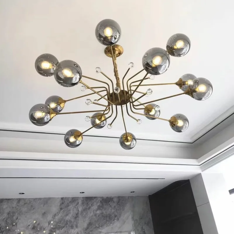 Postmodern Round Restaurant Glass LED Pendant Light Luxury Stylish Industrial Home Decoration Living Room Caf Hotel Chandeliers