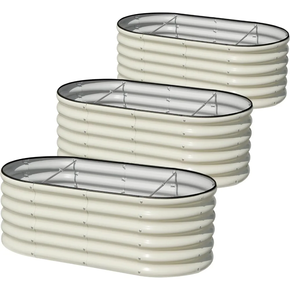 

Доставка по США: Комплект из 3 оцинкованных металлических овальных грядок-клумб для овощей, растений и фруктов, 4x2x1.5 футов