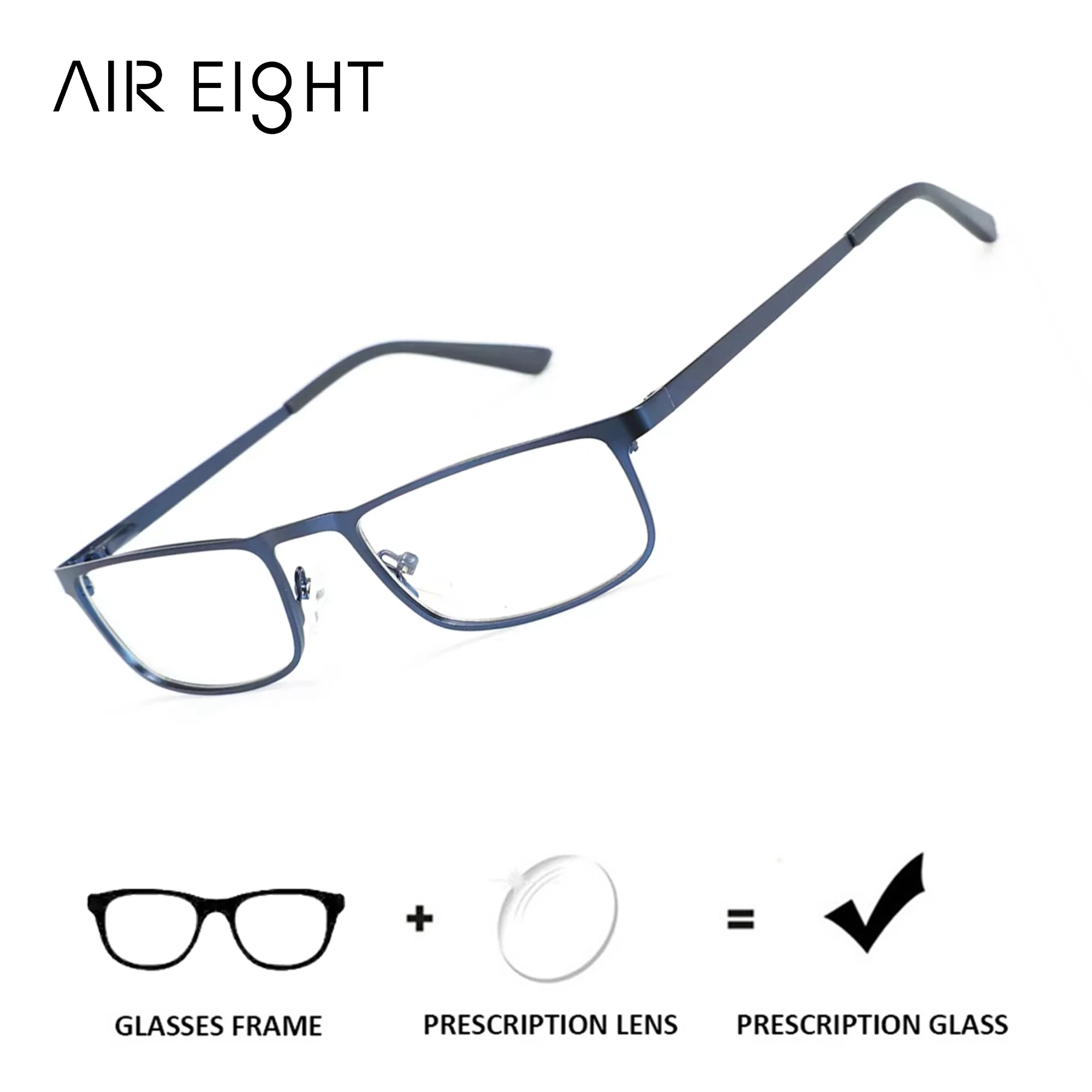 

AIR EIGHT Metal Rectangle Prescription Glasses For Men Custom Anti Blue Light Myopia Optical Glasses Progressive Eyewear