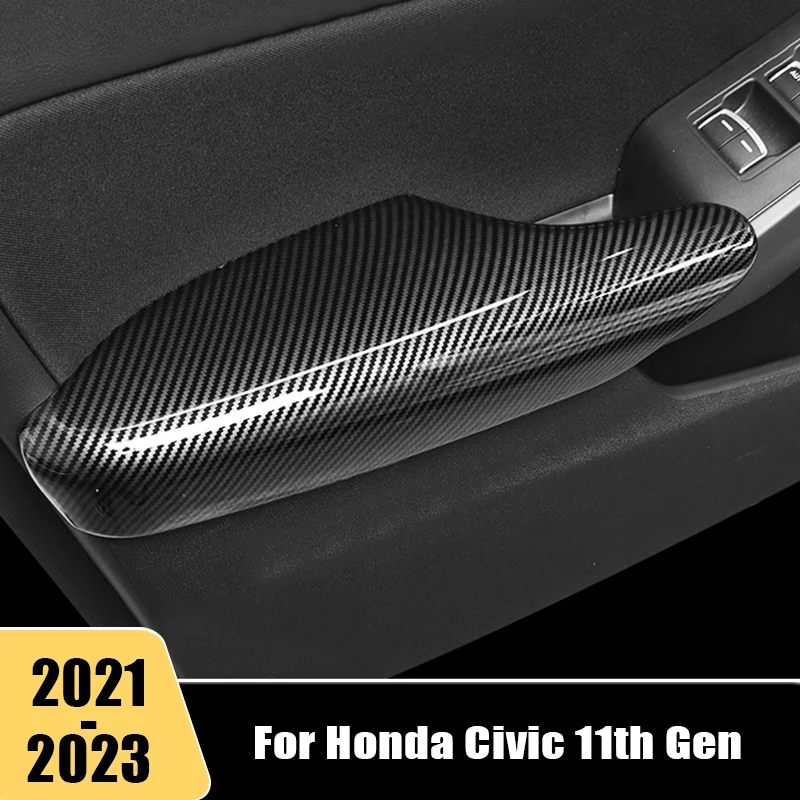 

For Honda Civic 11th Gen 2021 2022 2023 Carbon Fiber Car Door Armrest Panel Cover Trim Sticker Interior Decorative Accessories