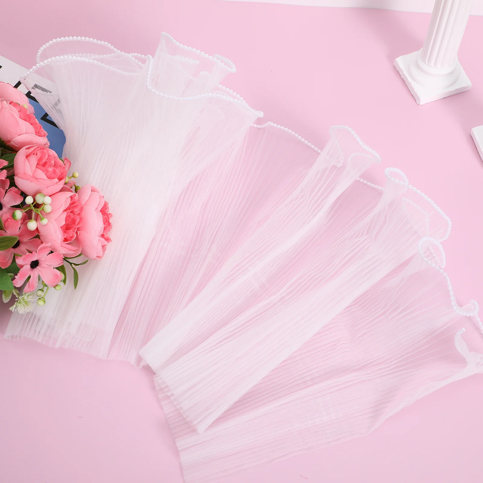 

Lustrous Beaded Mesh Wrap for Floral Bouquets Elegant Flower Arrangement Sleeve Soft Netting Wedding Gift Decoration