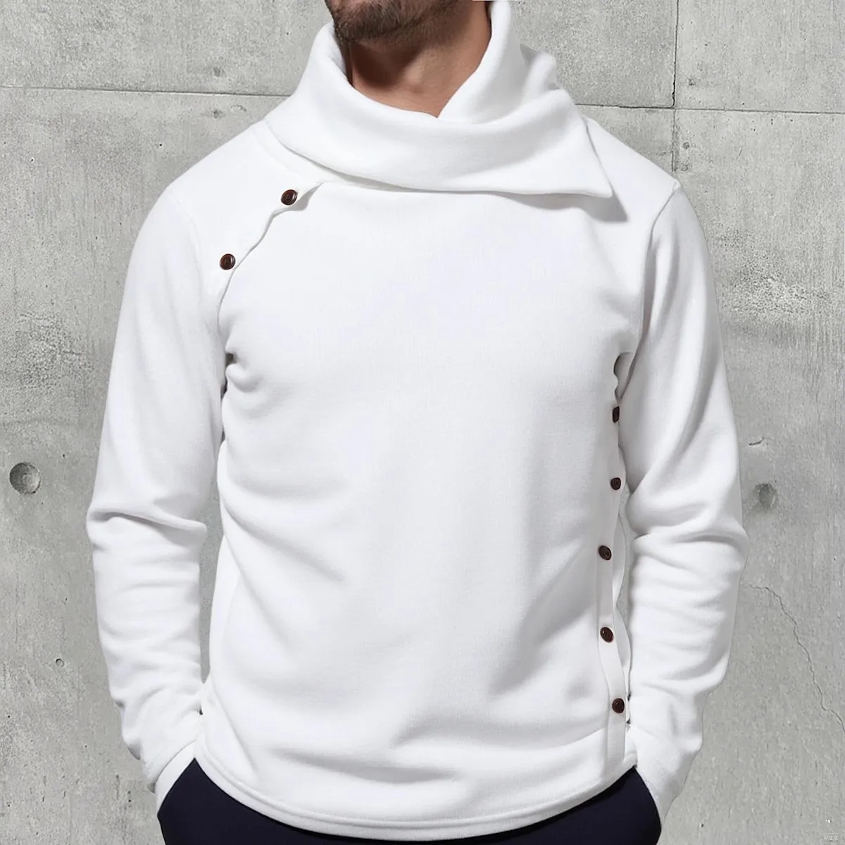 

Autumn Winter Men's England Style Turtleneck Sweater Fashion Warm Knitted Pullovers Men Solid Color Chic Casual Knit Sweaters