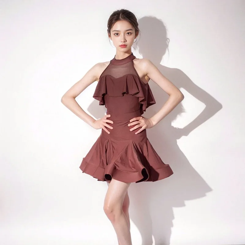 customized GTYDANCE Children's Latin Dance Practice Dress Sleeveless Advanced Performance Dress for Girls