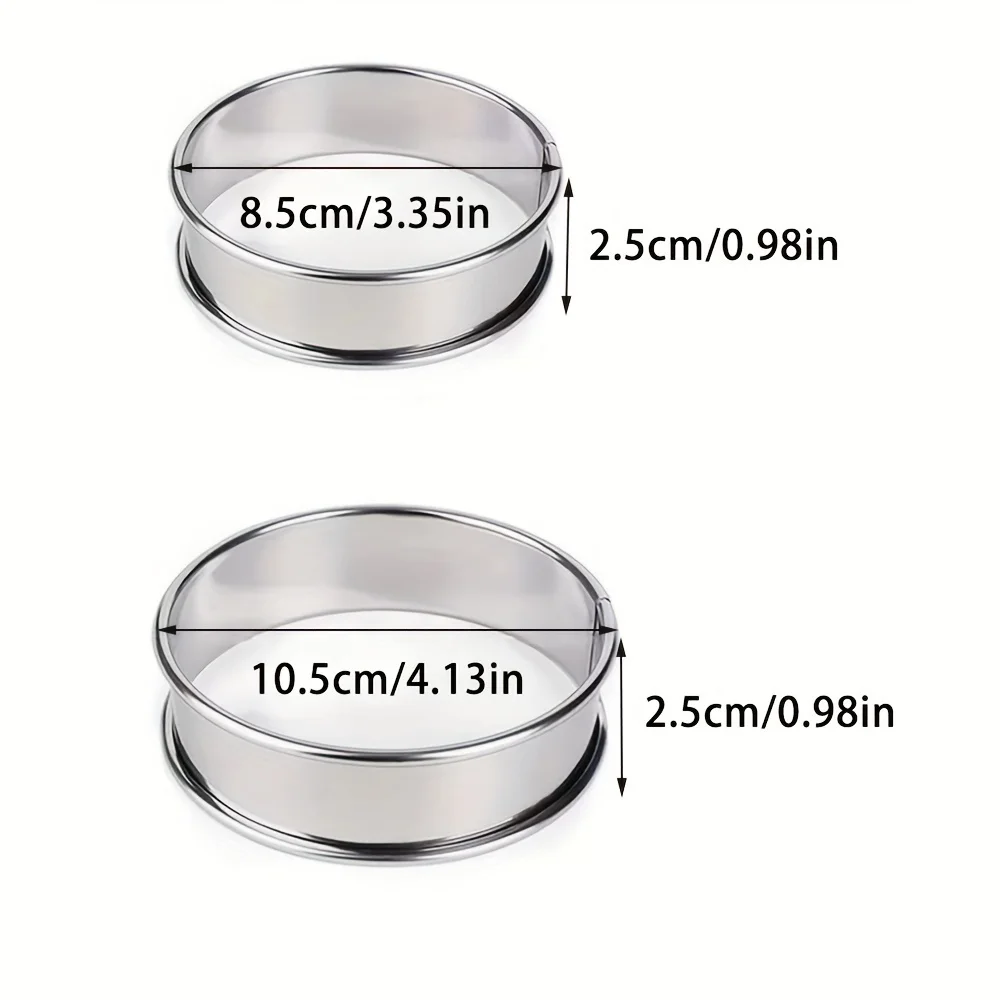 6pcs Stainless Steel English Muffin Rings,Double-Rolled Nonstick Round Tart & Crumpet Molds for Perfectly Round Pancakes, Eggs
