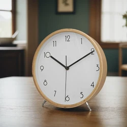 1pc 8-inch European solid wood table clock, wall mounted and seat standing dual-purpose silent clock, used for home decoration