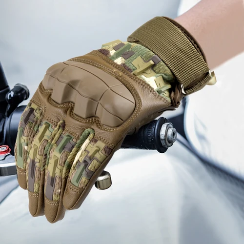 Imagen 2 del producto Guantes de ciclismo con pantalla táctil de cuero PU, tácticos, Airsoft, caza, tiro, senderismo, bicicleta, deporte al aire libre, montar en bicicleta, protección para hombres