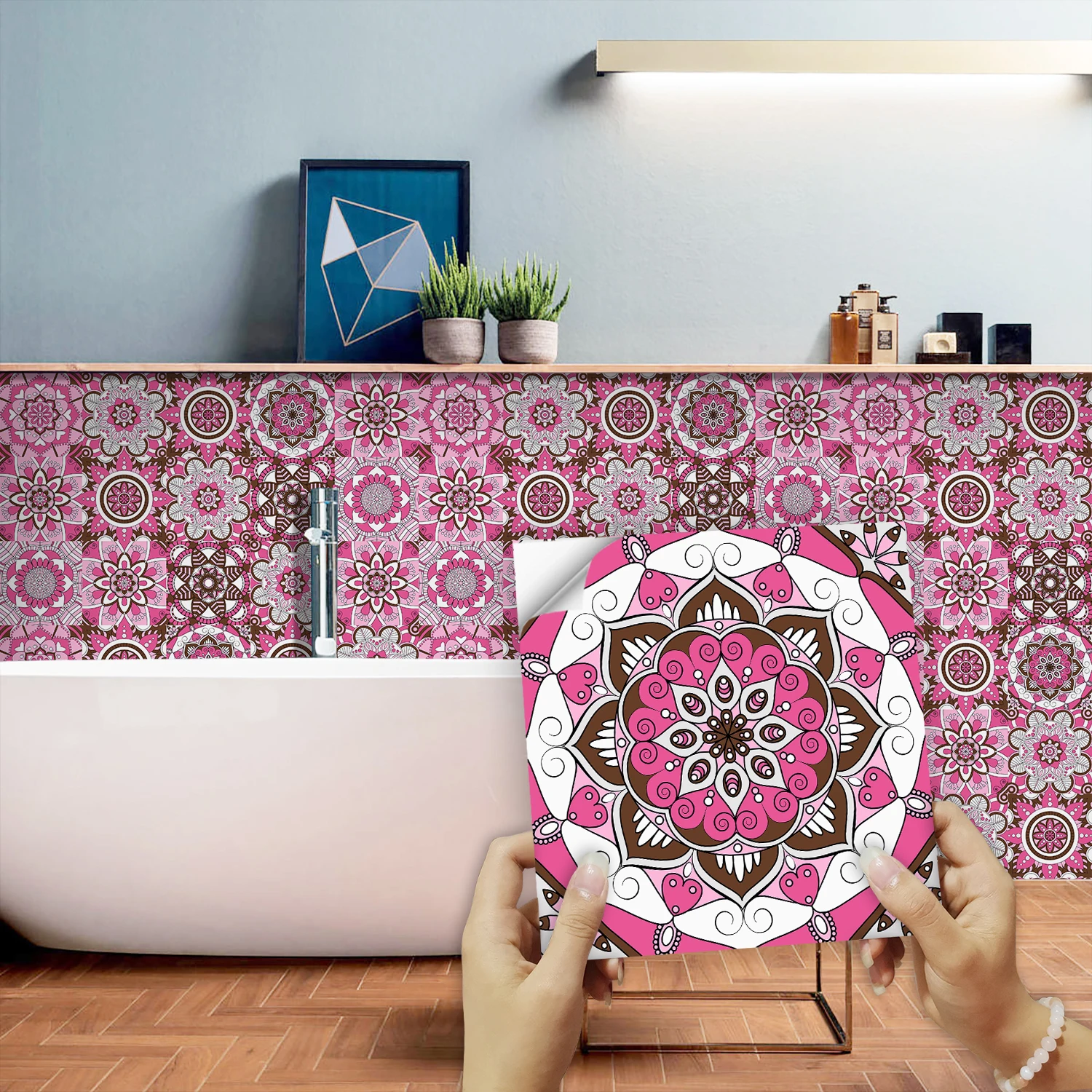 Pink Mandala Vintage Decor Til - Home Bathroom Floor Tiles recension och pris