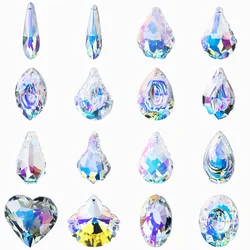 Polish AB Color Crystal Glass Prism Pendants Hanging Suncatcher Accessories Rainbow Maker Ornament Crystal Chandelier Parts