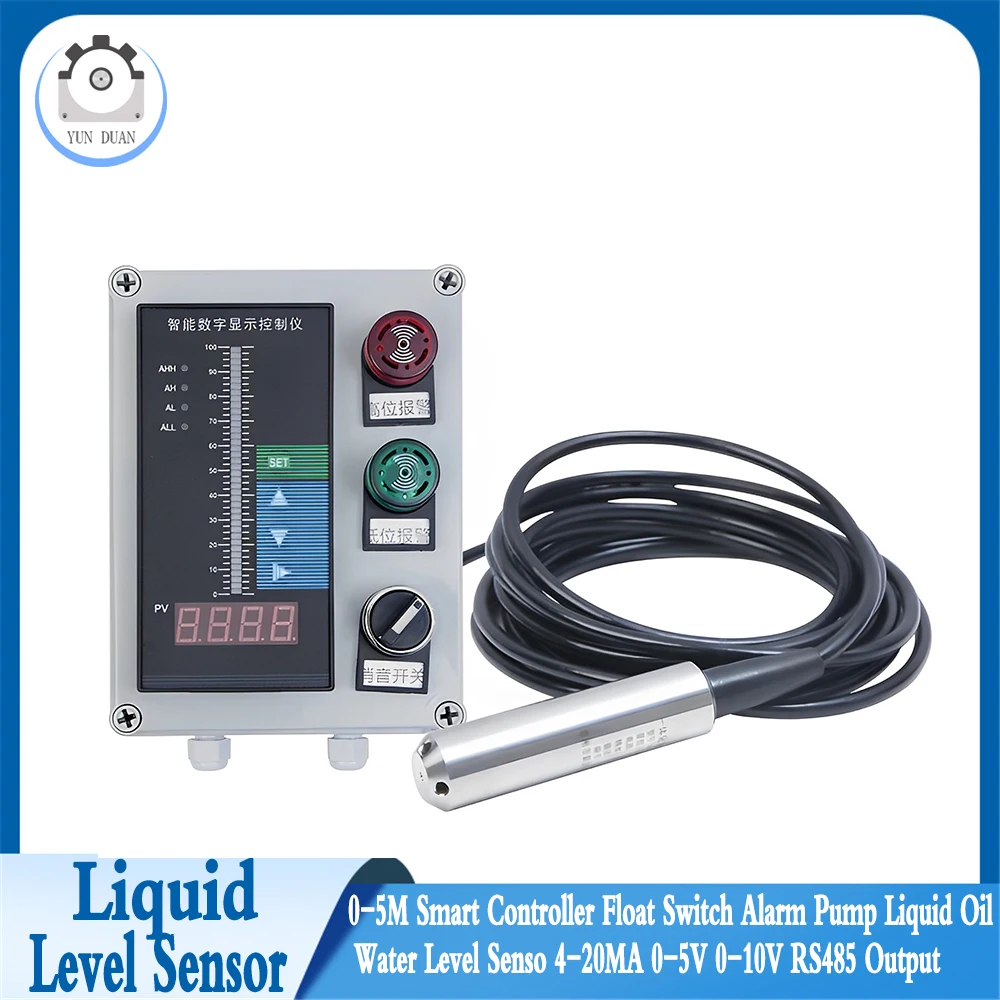 0-5M Smart Controller Float Switch Alarm Pump Liquid Oil Water Level Senso 4-20MA 0-5V 0-10V RS485 Output