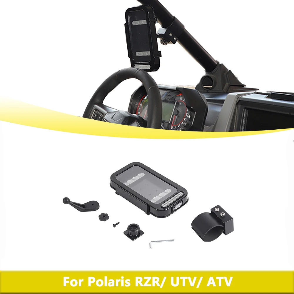 Waterproof Phone Holder for Polaris RZR UTV ATV 360°  Rotation GPS Mobile Phone Bracket Off-road Equipment Inteiror Accessories